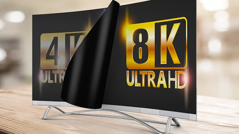 8K TV screen showing ultra HD detail
